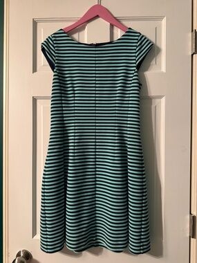 Lilly Pulitzer Mint and Navy Striped Fit-and-Flare Dress
